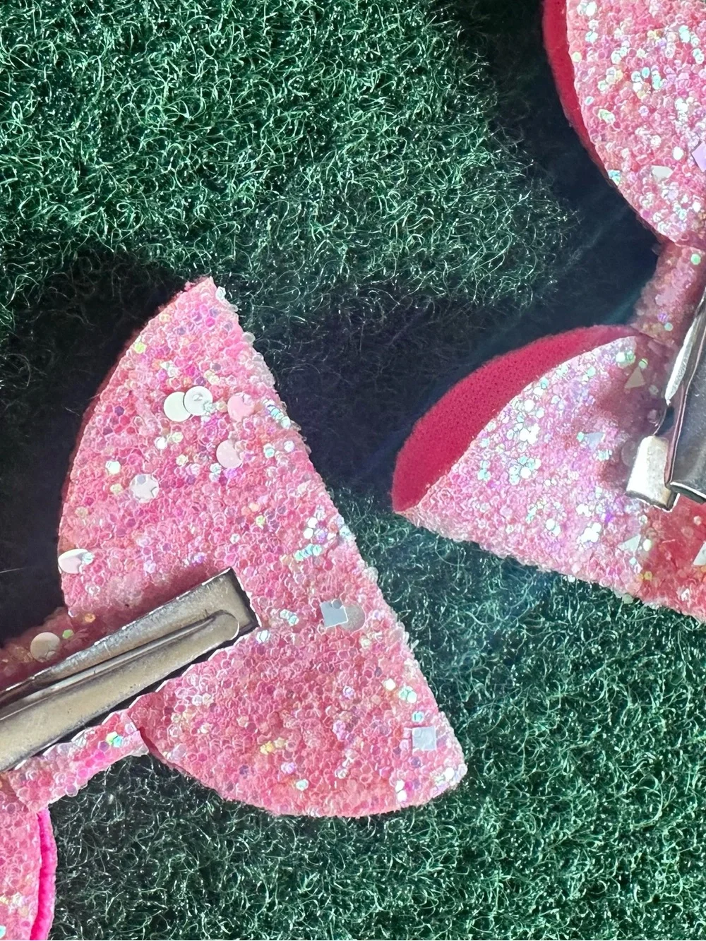 Pink Glitter Bow Hair Clips - Kids Accessories